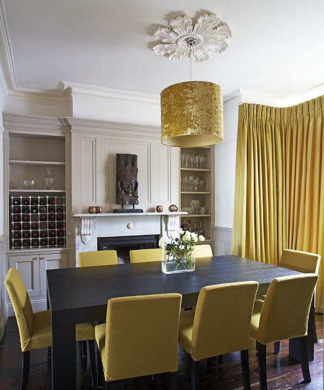 Dining room in yellow color 29 фото