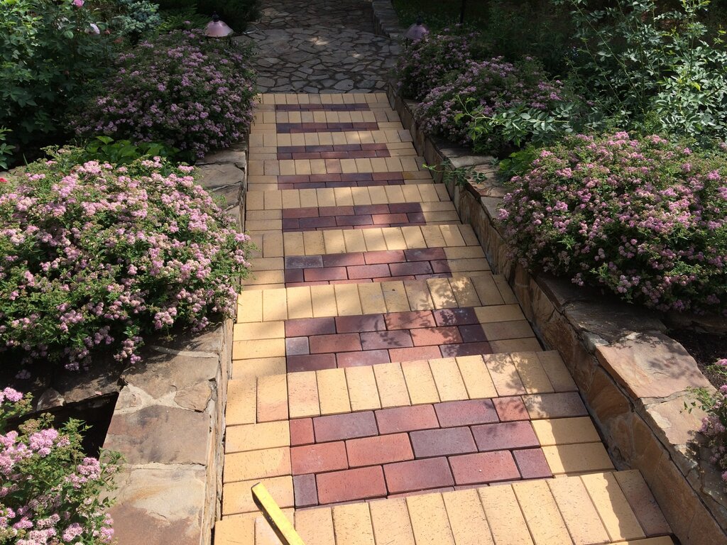 Steps made of paving tiles