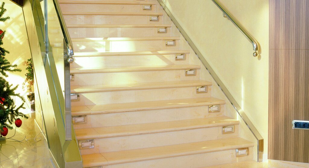 Steps for stairs made of porcelain stoneware