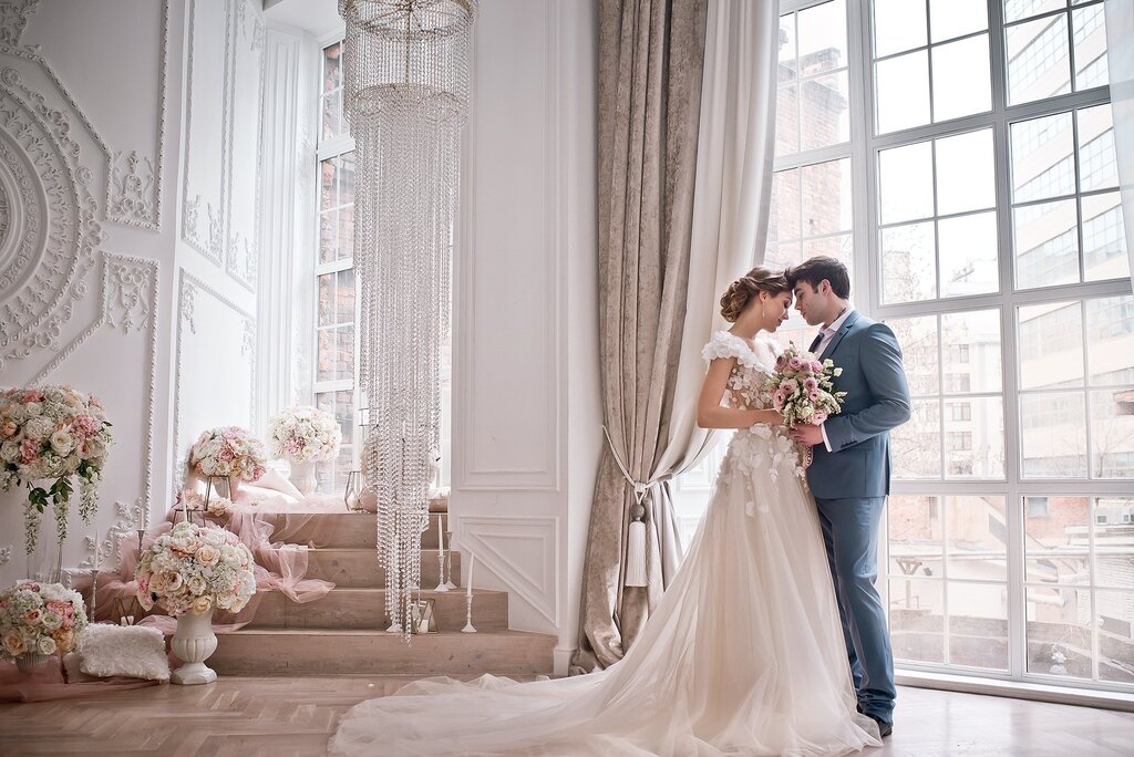 Wedding photoshoot in a studio