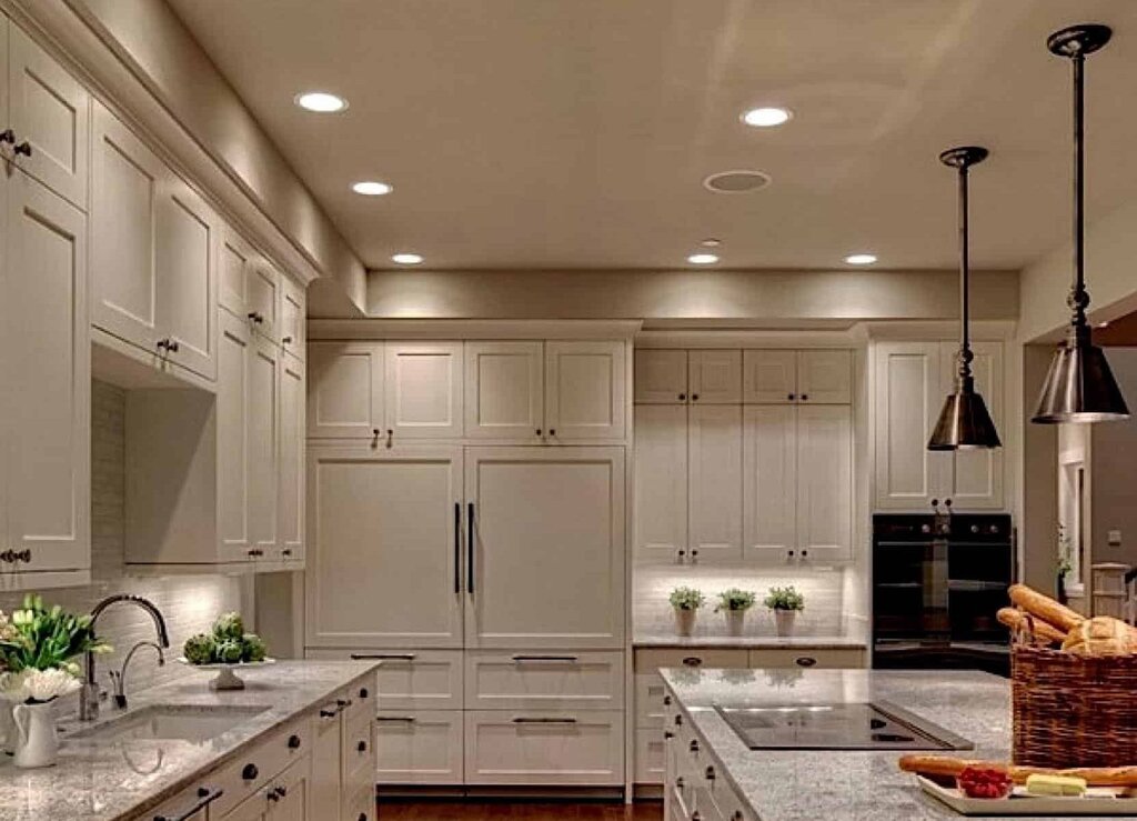 Lights above the kitchen