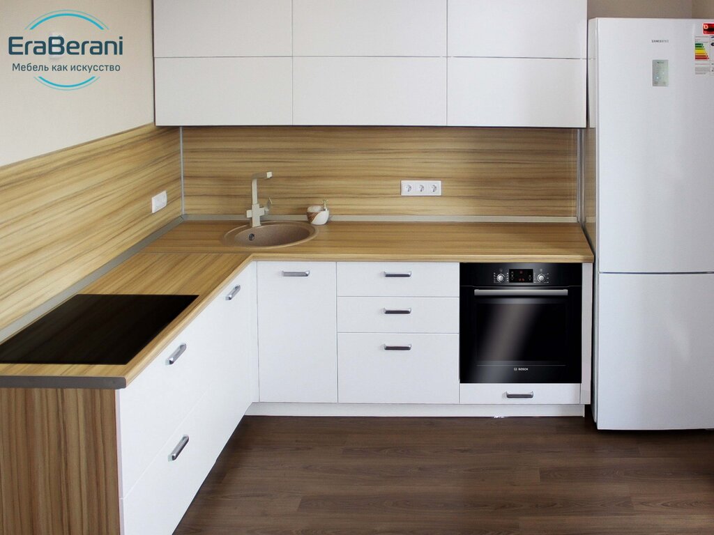 Bright kitchen with a wood-like countertop