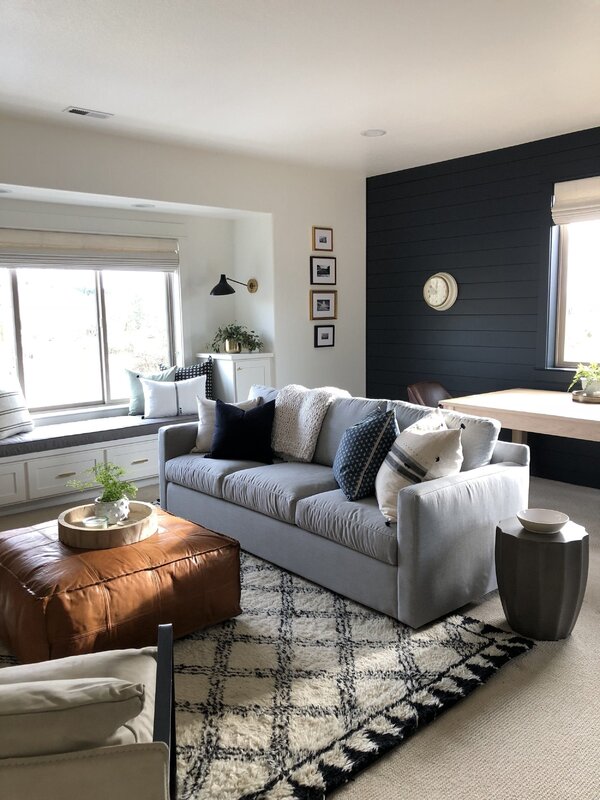 Light gray sofa in the interior