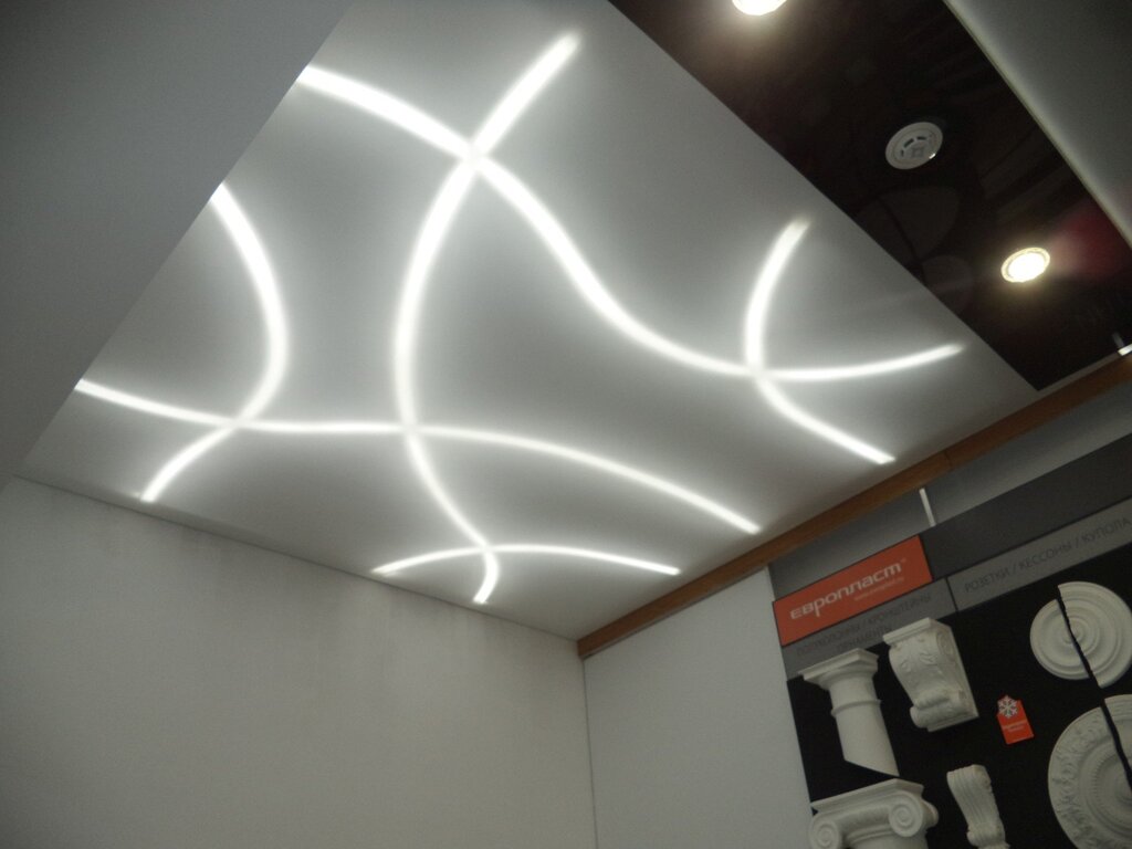 Light lines on a stretch ceiling