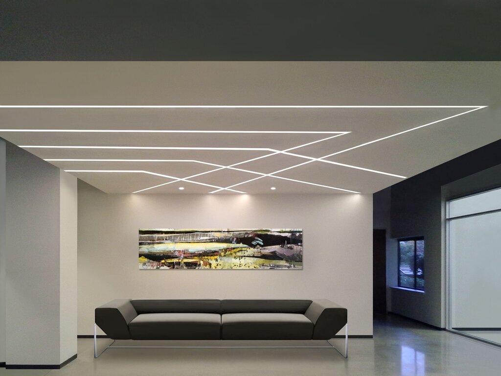 Light lines on the ceiling and wall