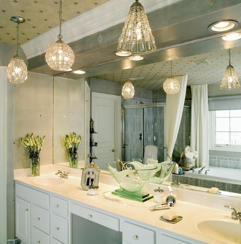 Hanging lights in the bathroom