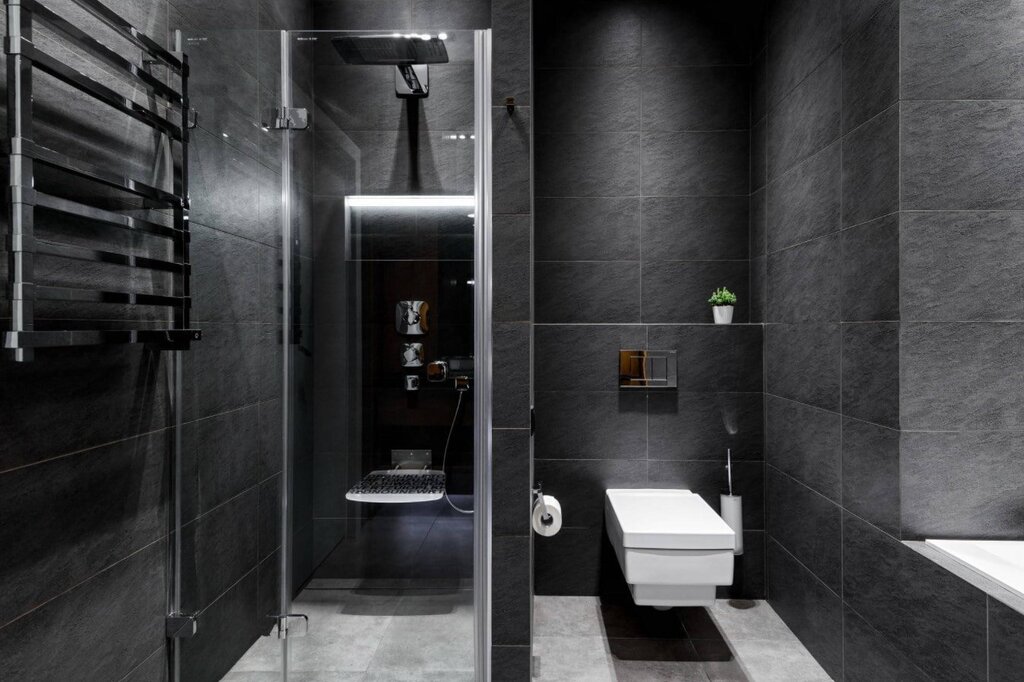 Dark shower room