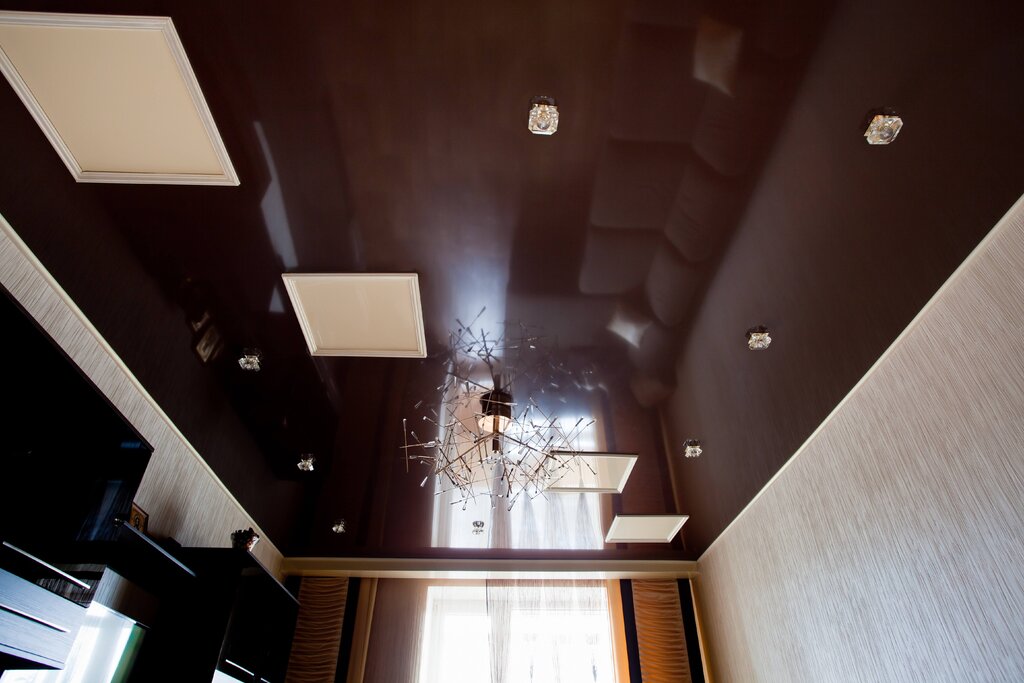 Dark matte stretch ceiling 14 фото