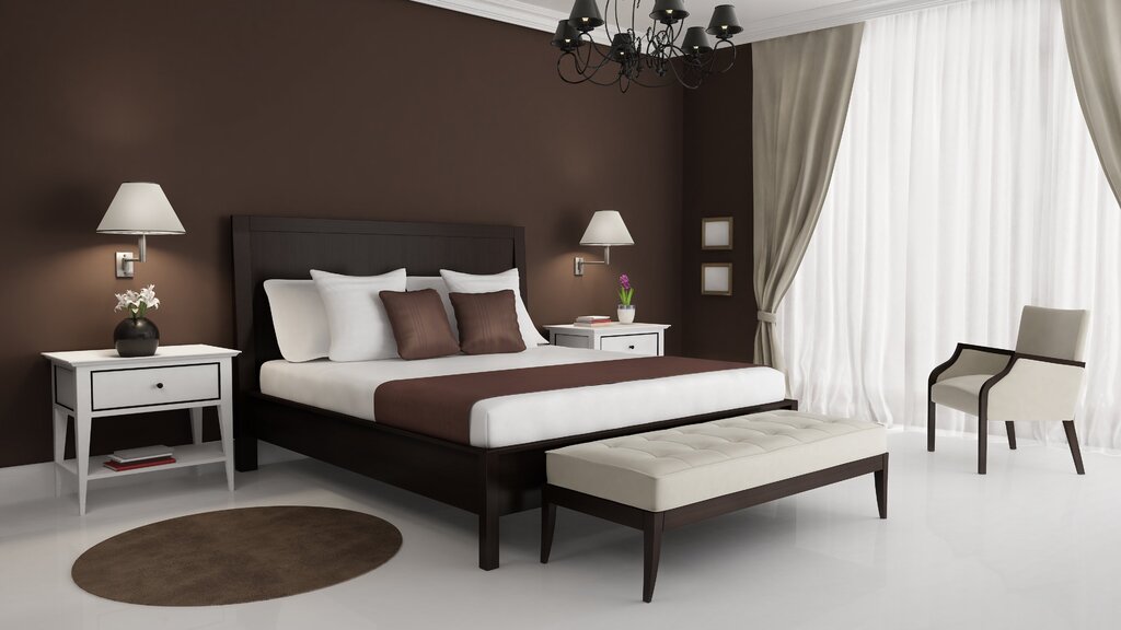 Dark brown color of the furniture