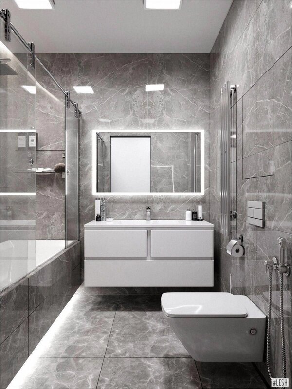 Dark gray bathroom