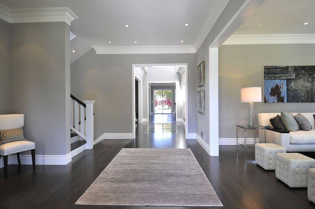 Dark gray floor in the interior