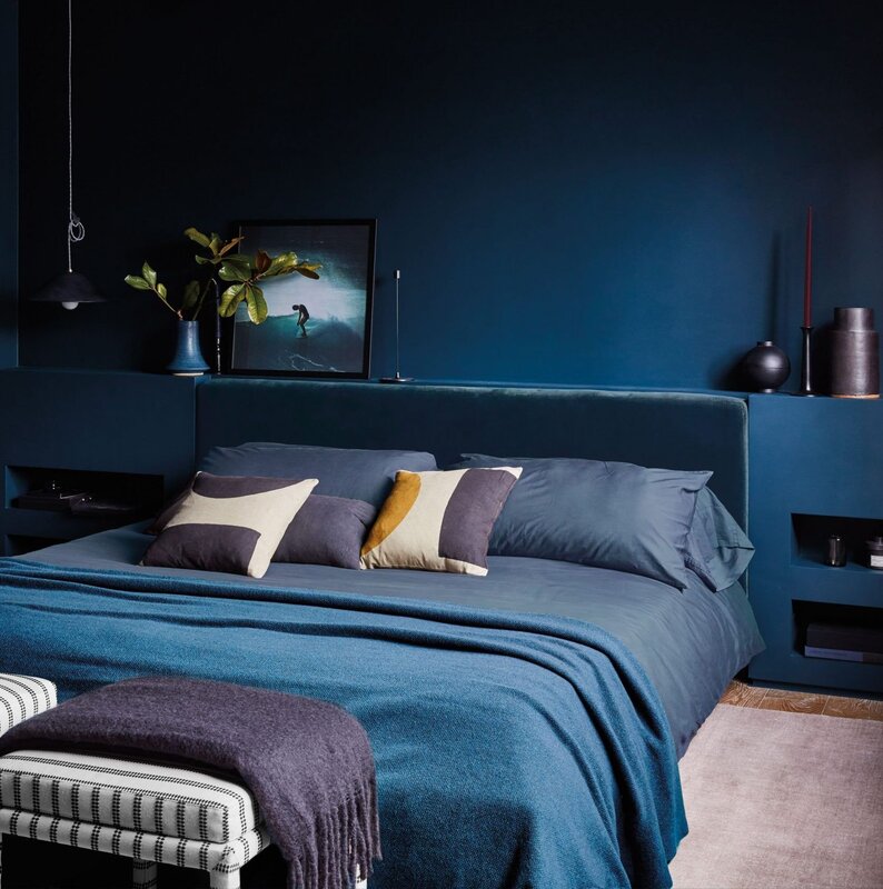 Dark blue bed