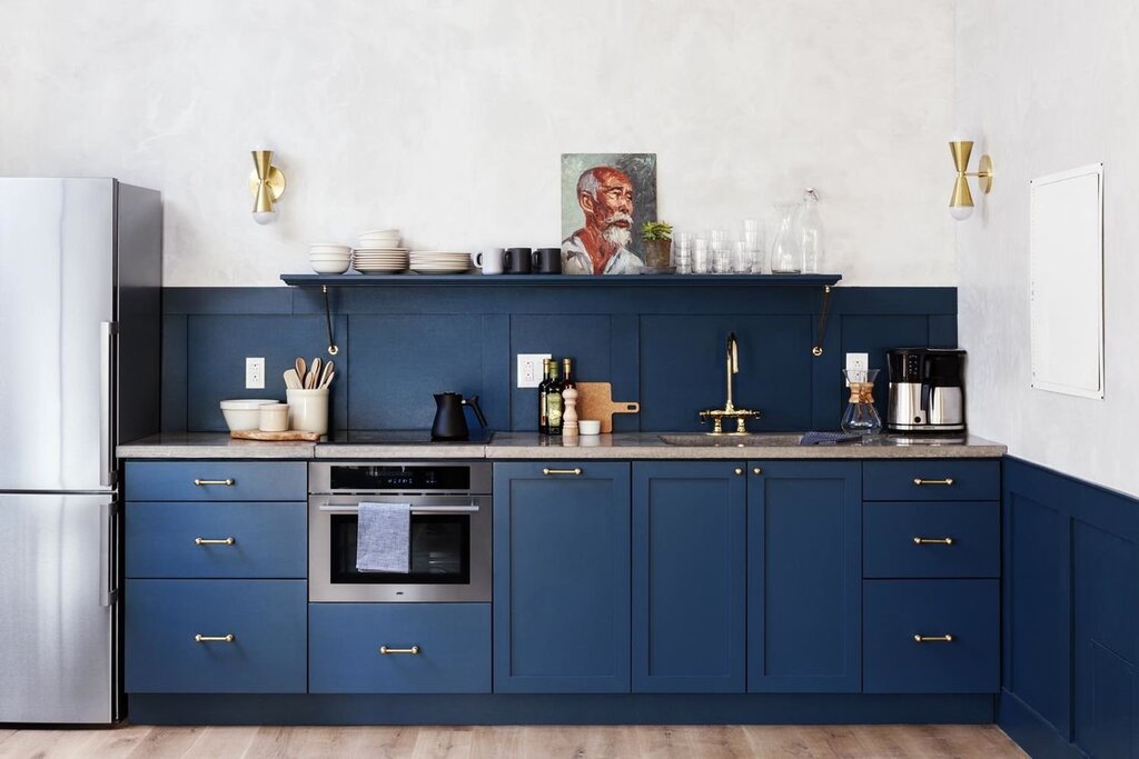 Dark blue IKEA kitchen