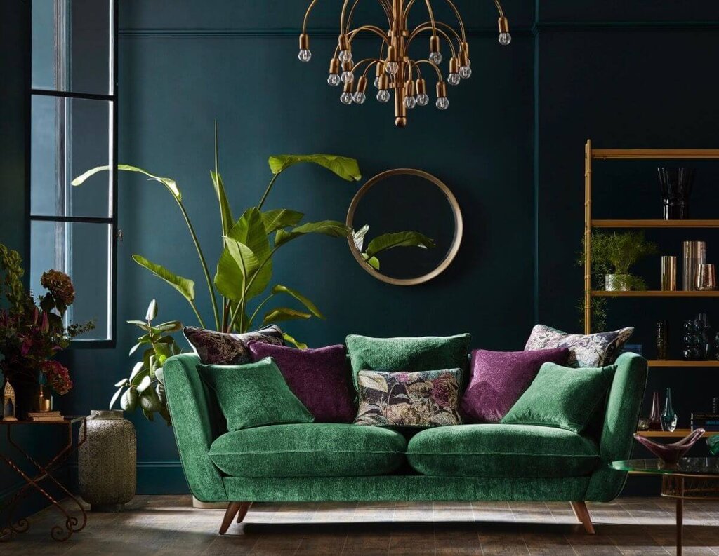 Dark green furniture in the interior 35 фото