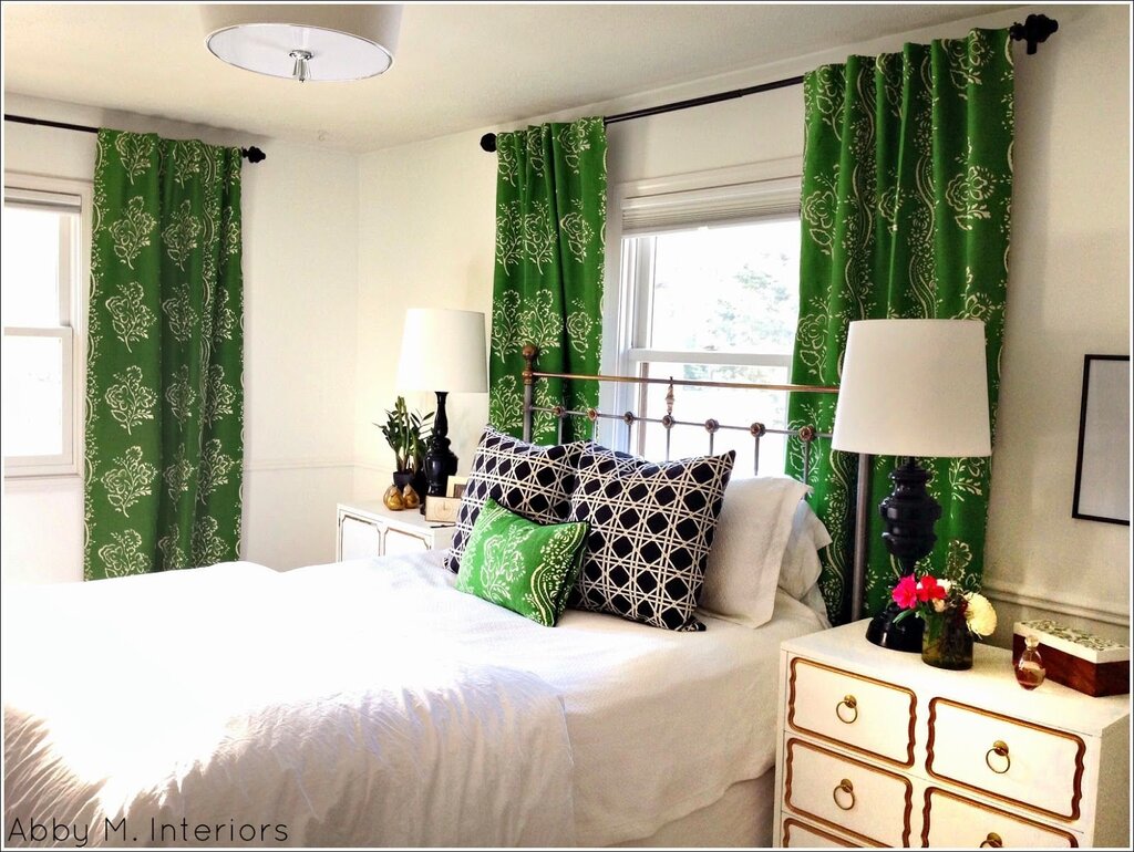 Dark green curtains