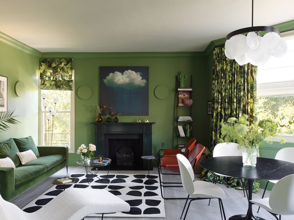 Warm green color in the interior