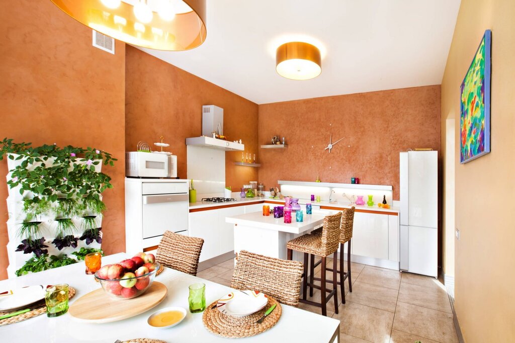 Terracotta color in the kitchen interior