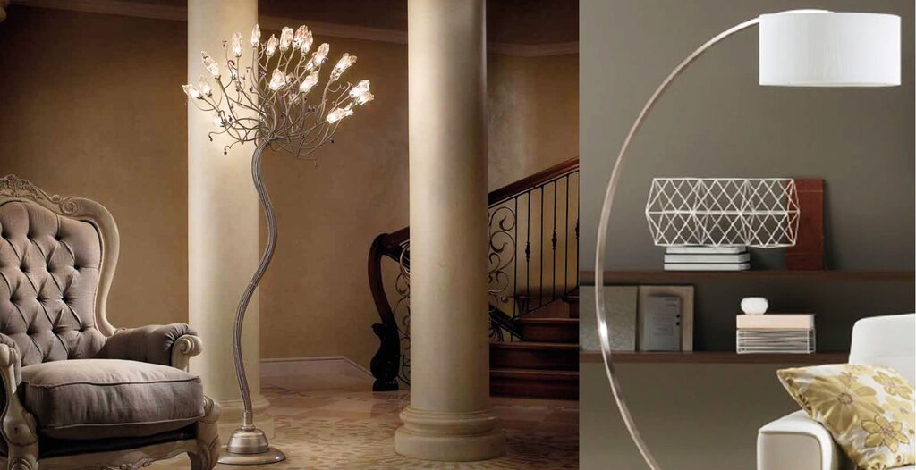 Floor lamp in the living room interior