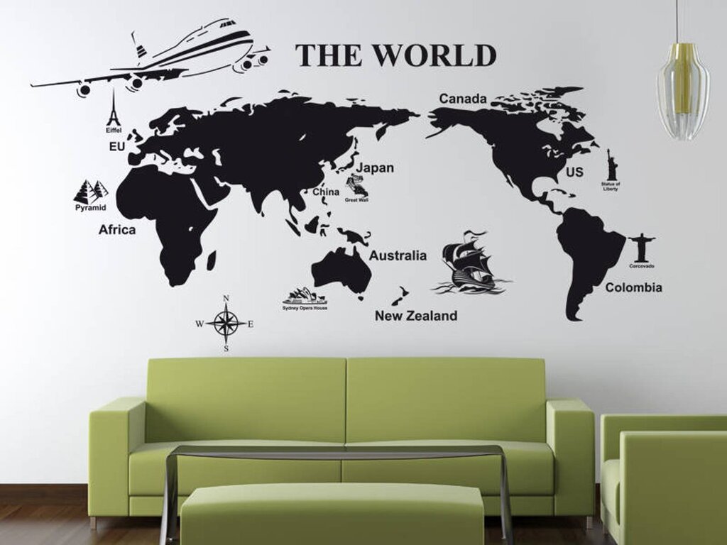 Stencil world map for wall decor