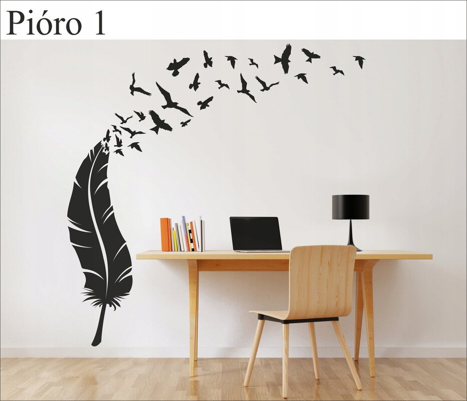 Stencil feather on the wall