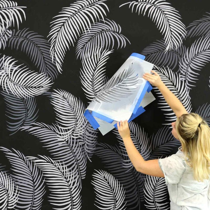 Stencil wall painting