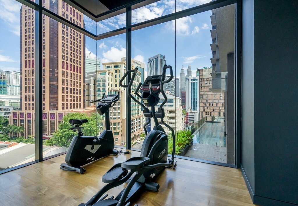 Exercise machine on the balcony