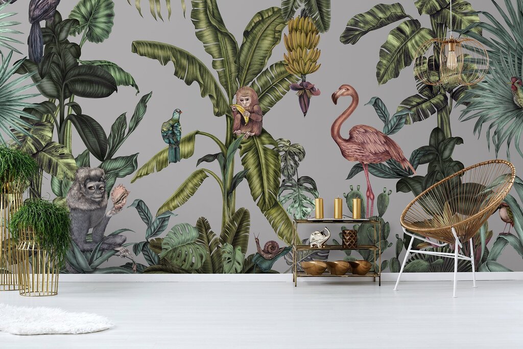 Tropical wallpaper in the interior