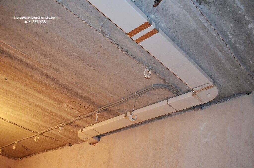 A duct for an extractor fan under a stretch ceiling