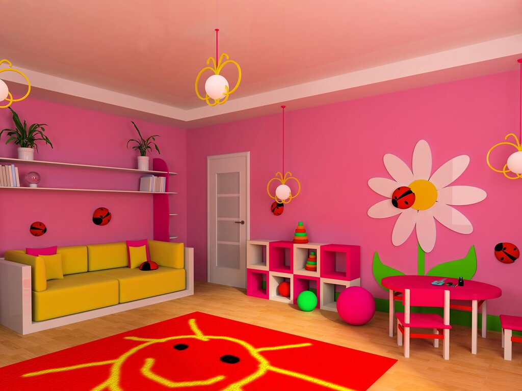 The color of the walls in the kindergarten