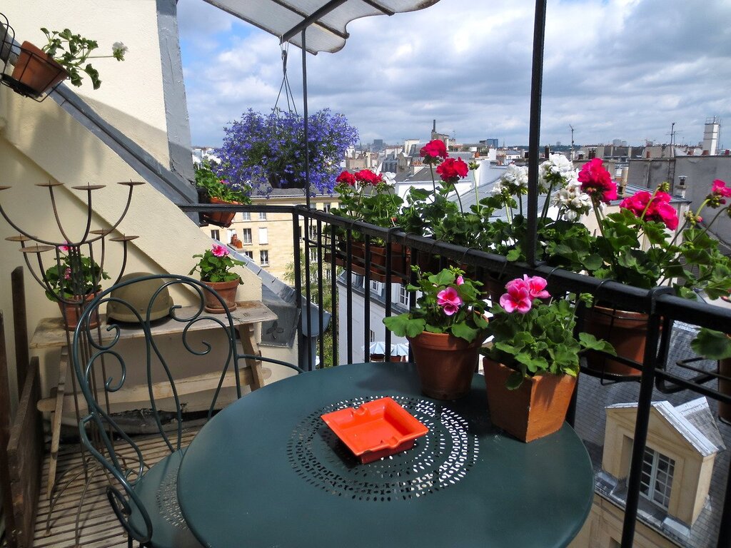 Flowers on the open balcony