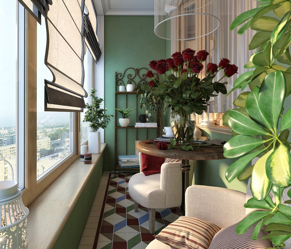 Flowers on the glassed-in balcony