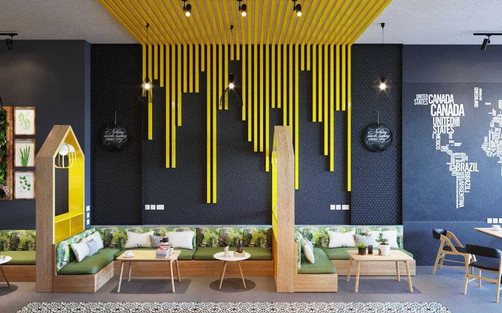 Colored slats in the interior