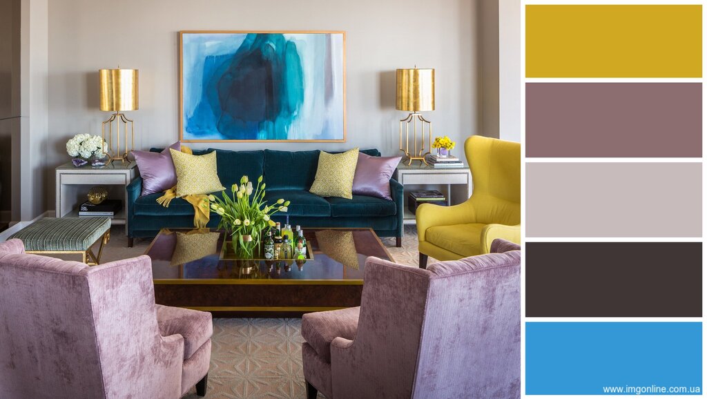 Color combinations in the living room interior