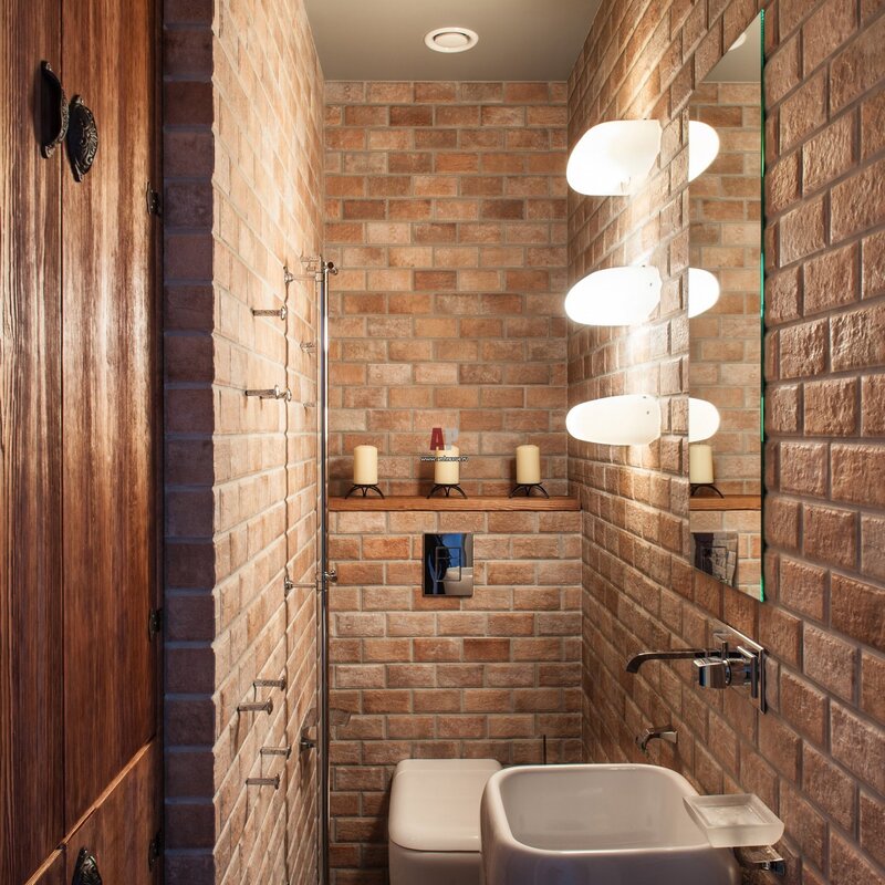 A toilet made of decorative bricks