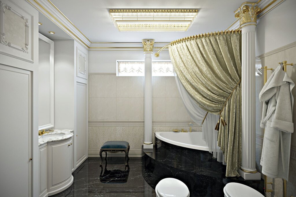 A baroque-style bathroom