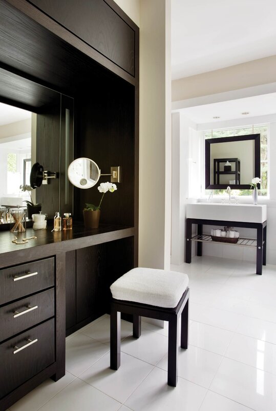 A dressing table built into the wardrobe