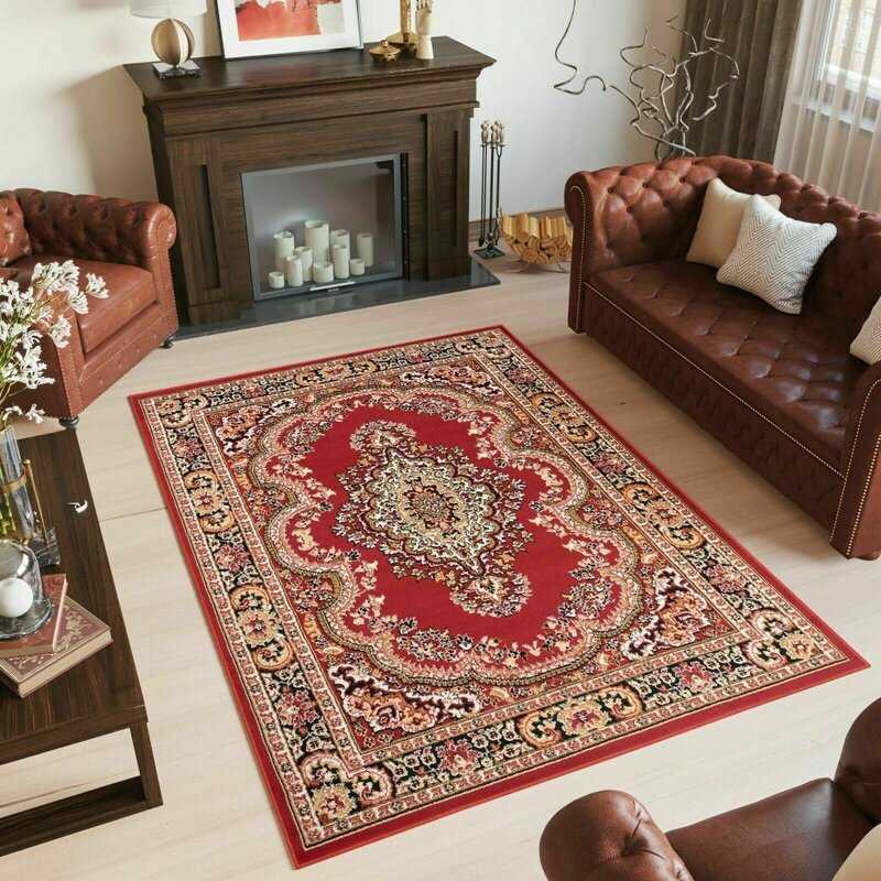 Turkish carpets in the living room interior photo