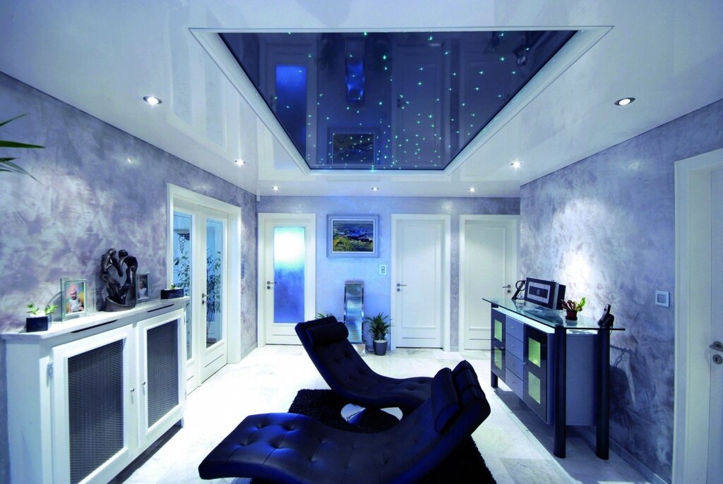 Dark blue stretch ceiling