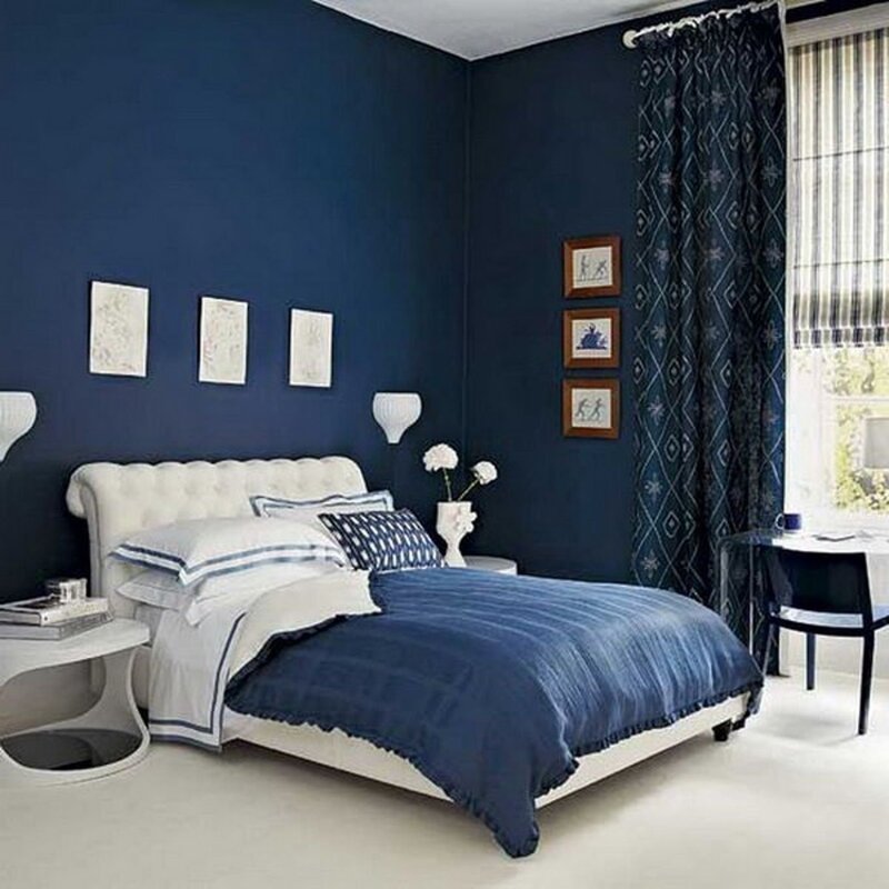 Dark blue bedroom