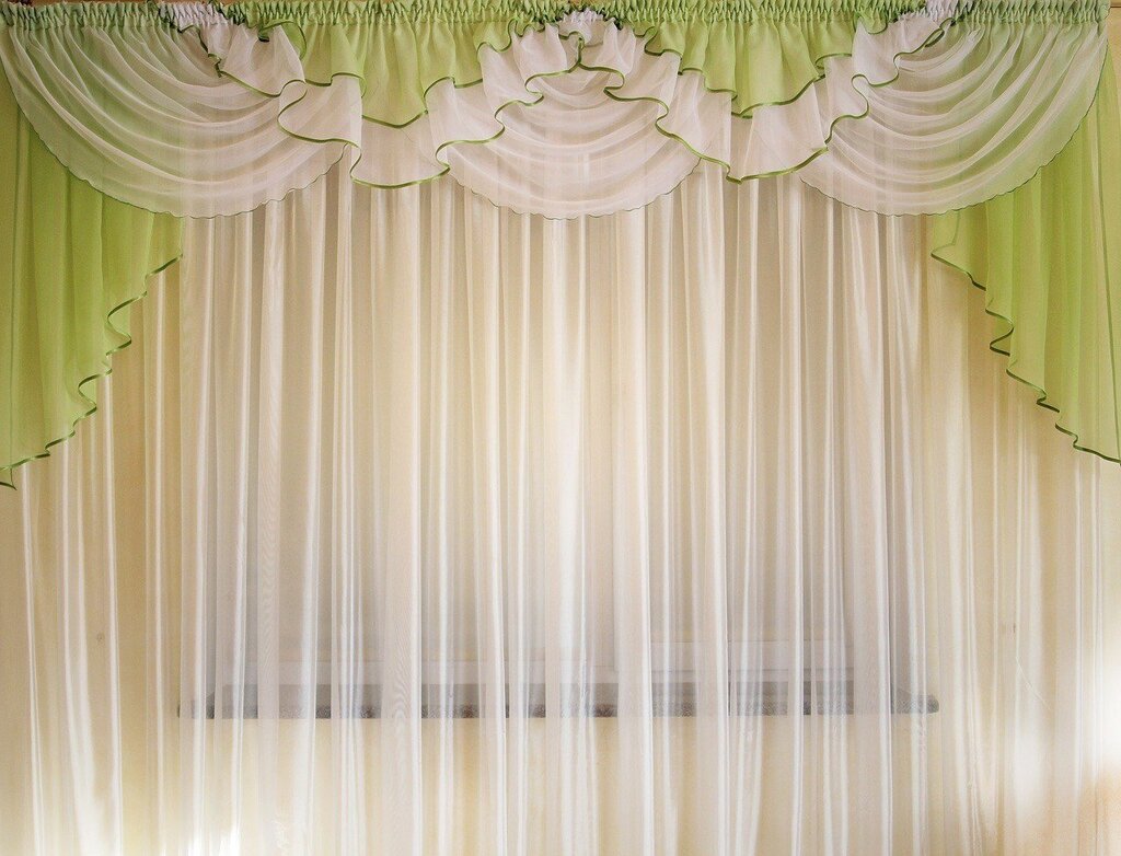 Sheer curtain with a valance for the bedroom 19 фото