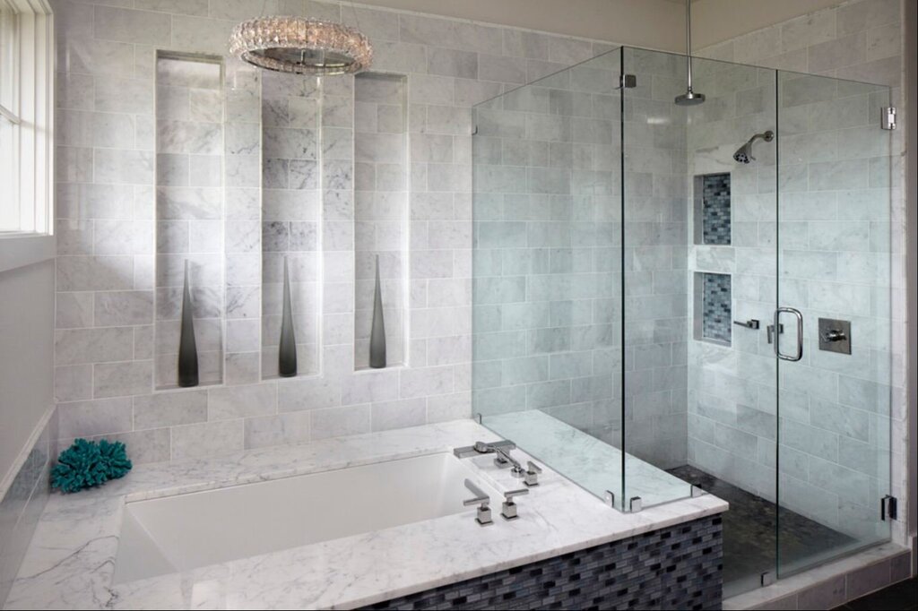 Corner glass shower partition