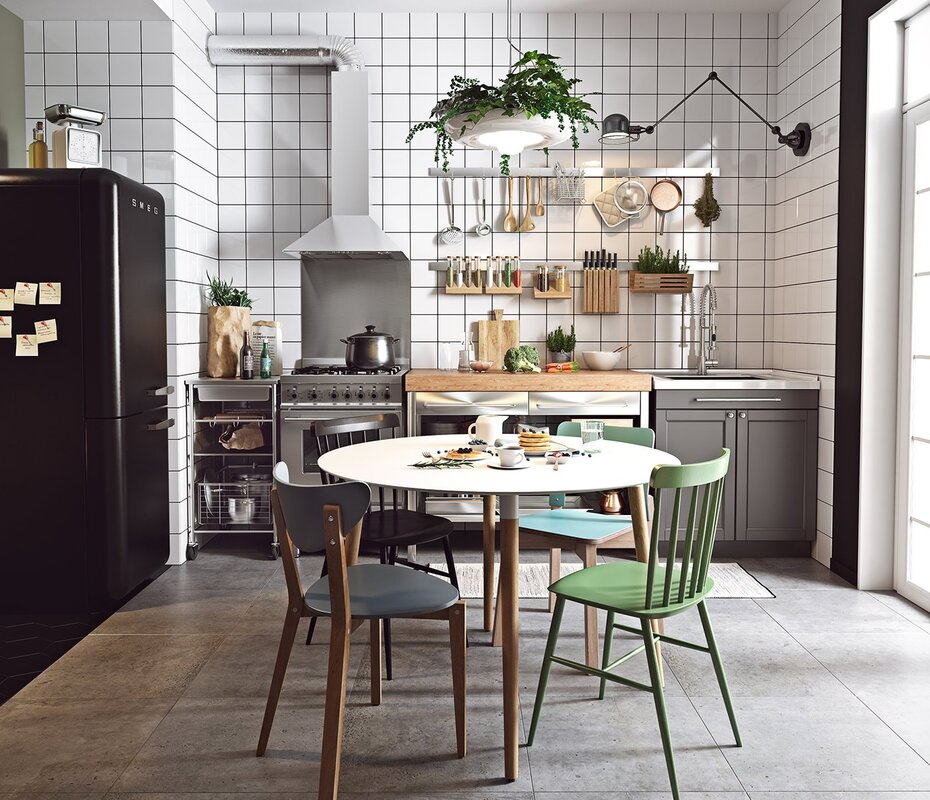 Corner Scandinavian kitchen