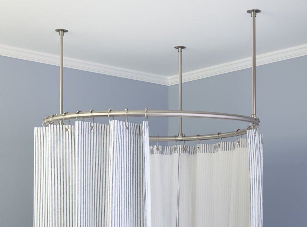 Corner shower curtain