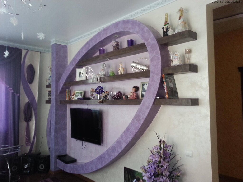 Corner shelves made of drywall