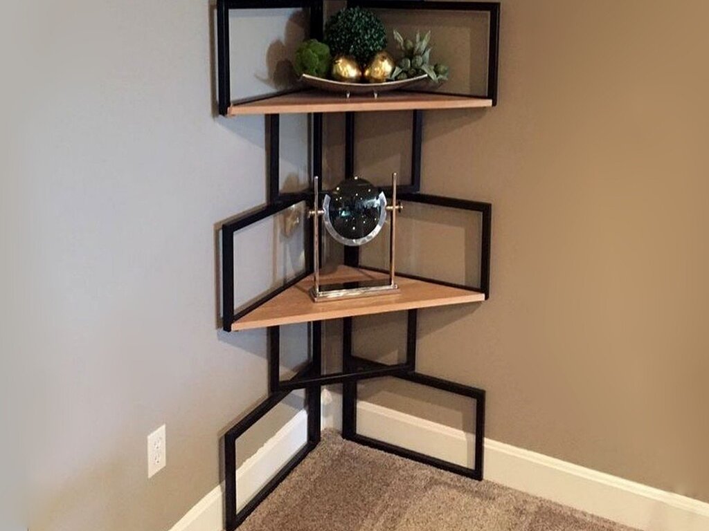 Corner shelves in loft style