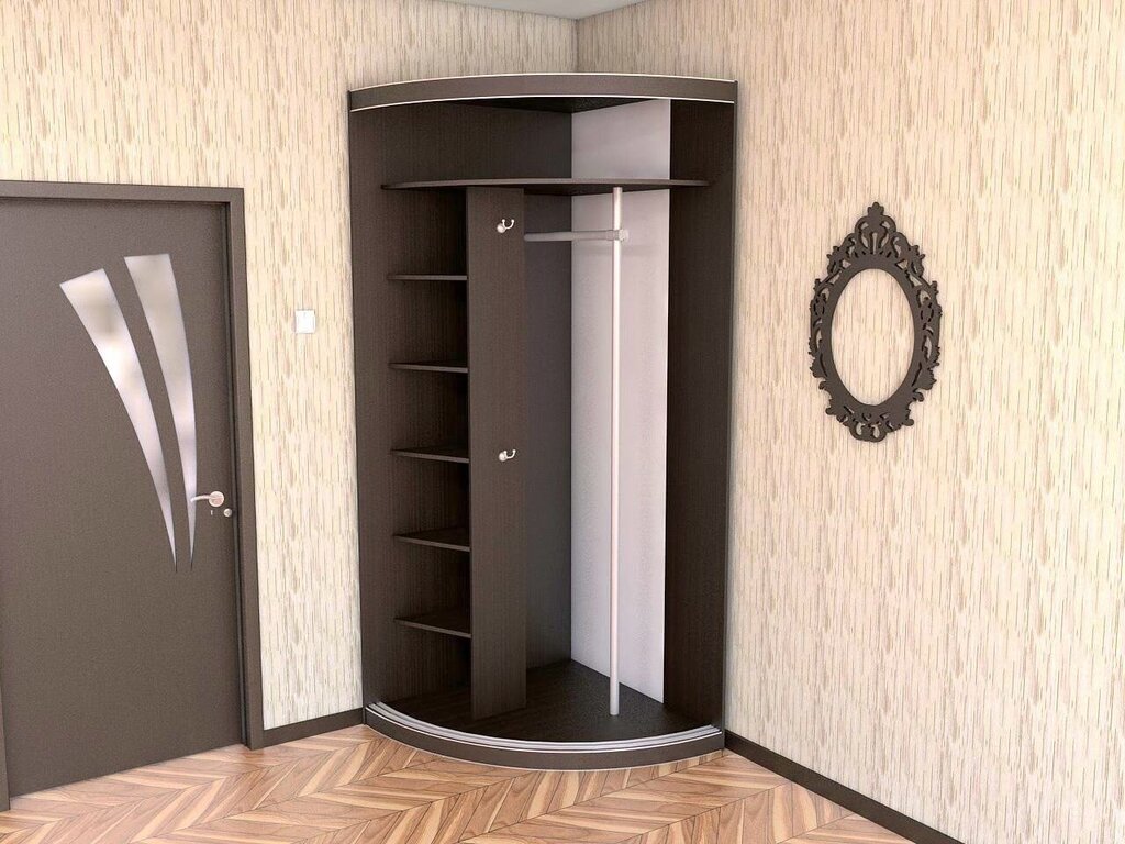 Corner sliding-door wardrobe for the hallway