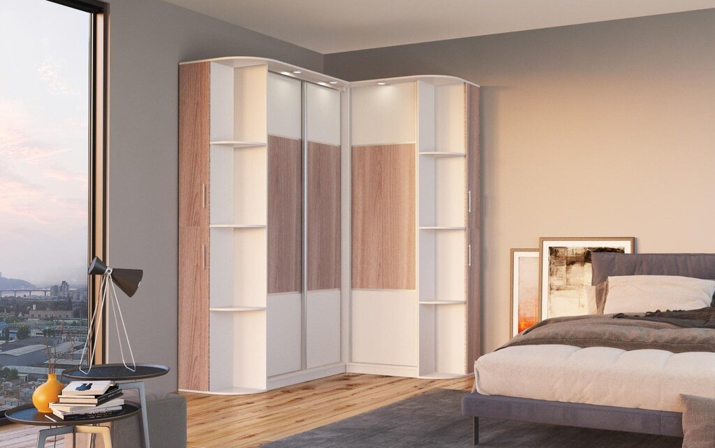 Corner wardrobe for the bedroom