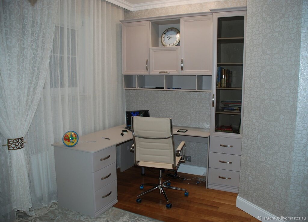 Corner desk with a cabinet for a student