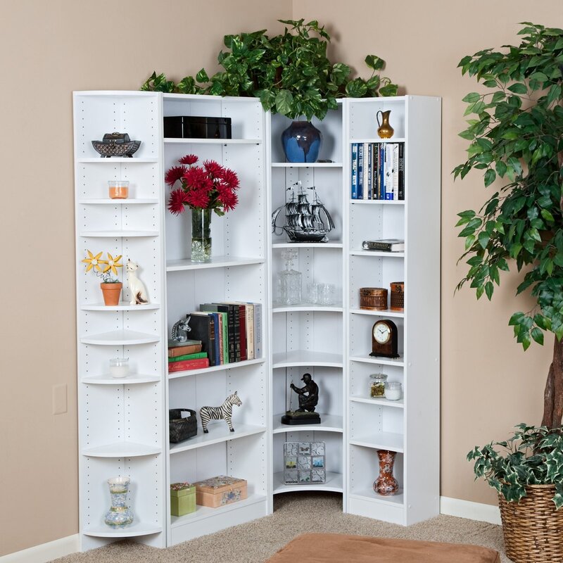 Corner to the cabinet with shelves