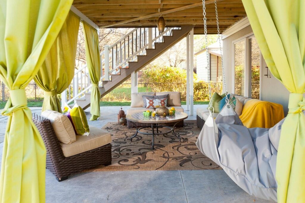 Outdoor curtains for an open veranda